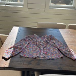 Never worn, Zara, xs, sheer, floral long sleeve top